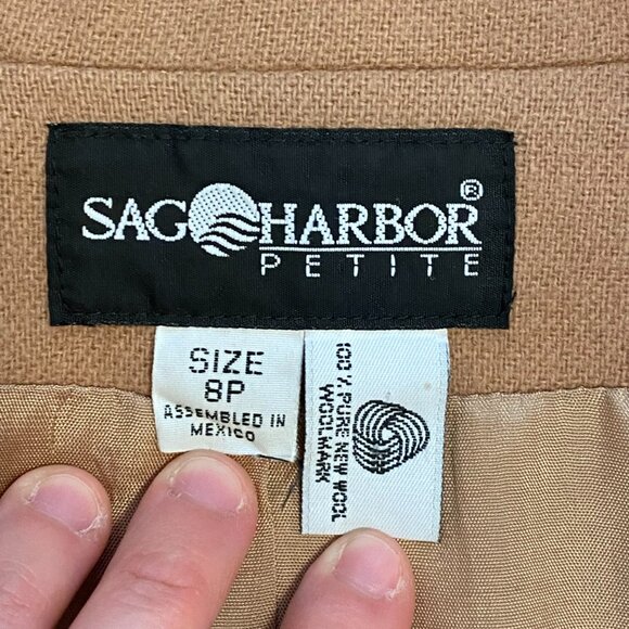 Vintage 100% camel brown blazer Sag Harbor Petite 8P with single button closure - Picture 5 of 8